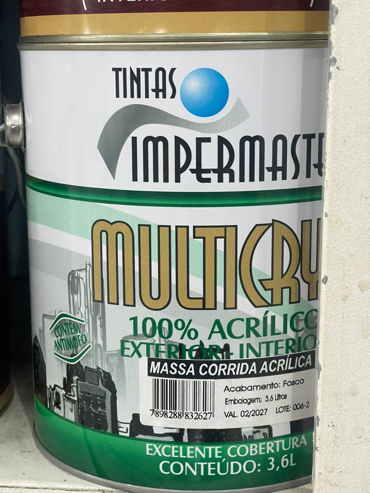 MASSA CORRIDA IMPERMASTER ACRILICA 3,.600L