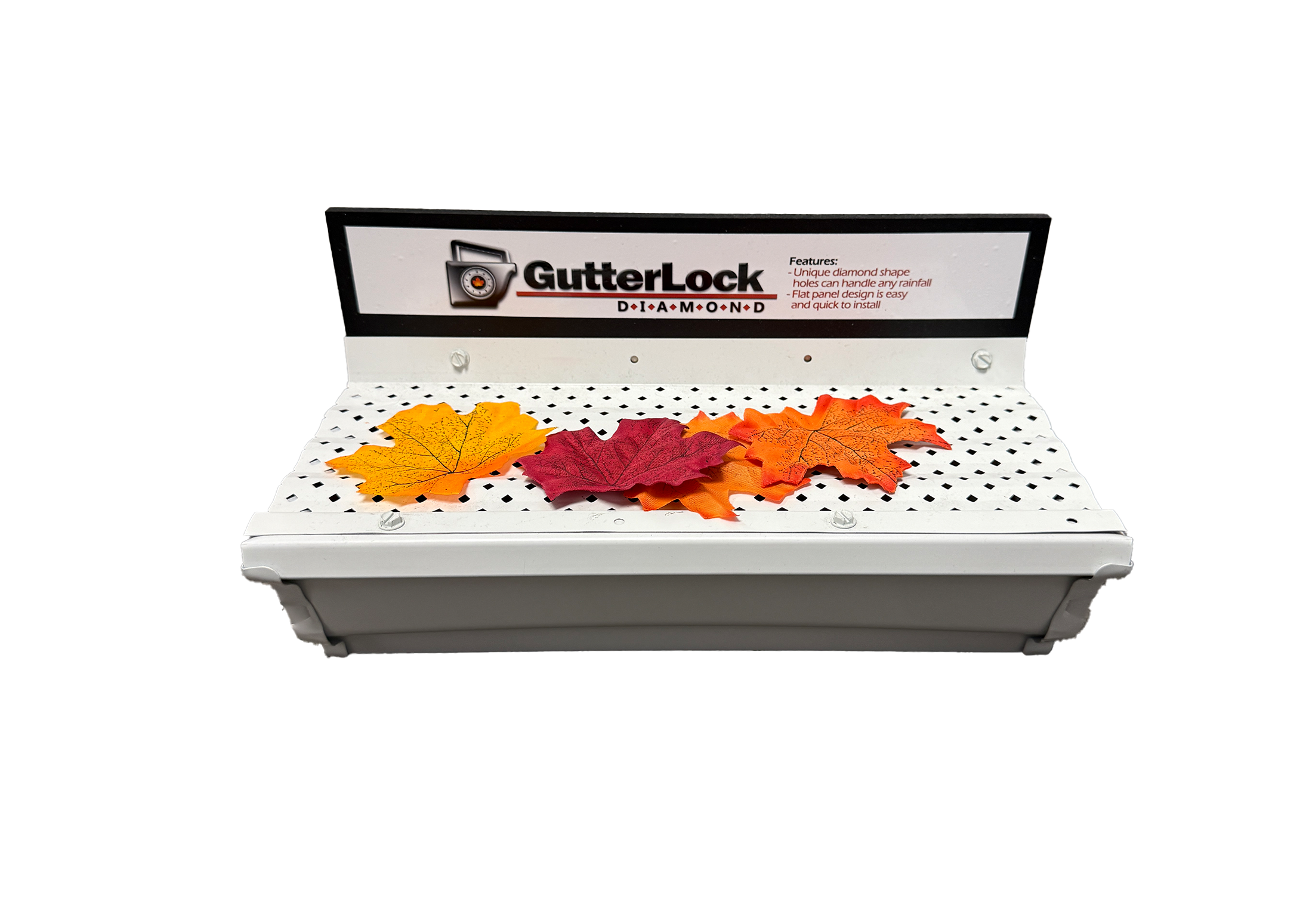 GutterLock Low Profile Diverter with leaves