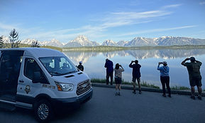 Photographing cathedral bay on Jackson Lake in Jackson Hole