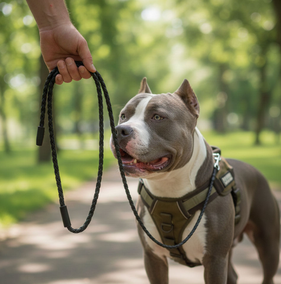 Dog walking on a loose leash