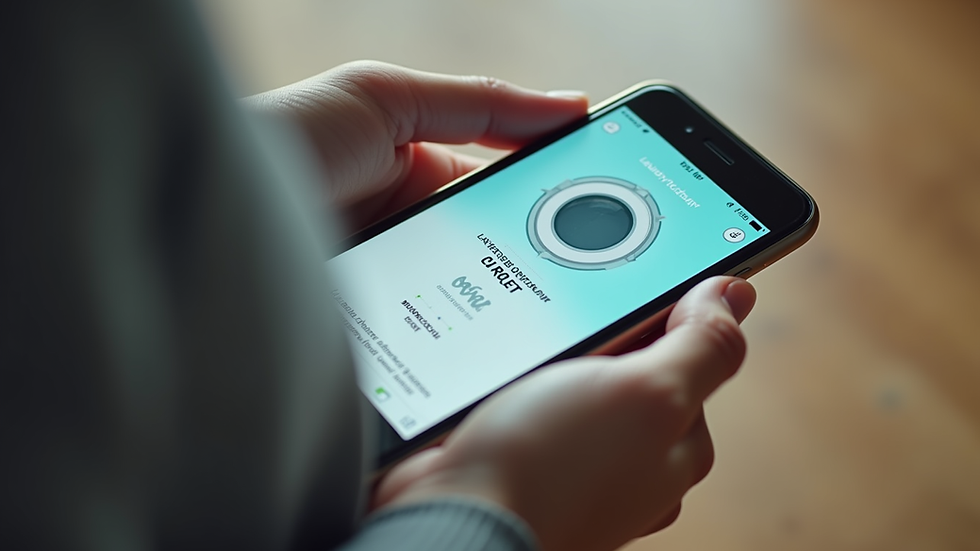 Close-up view of a smartphone showing a laundry pickup app interface