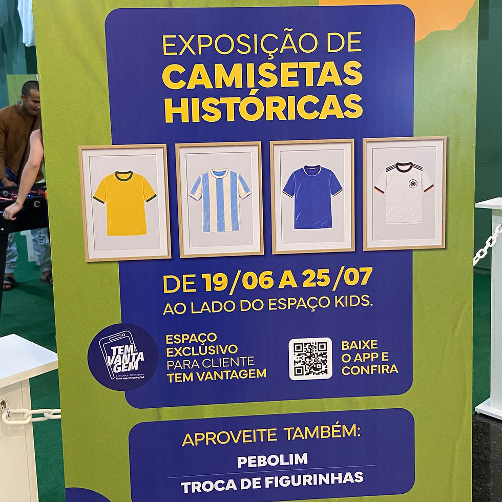 Shopping Sul recebe exposição de camisetas históricas que celebra a paixão pelo futebol