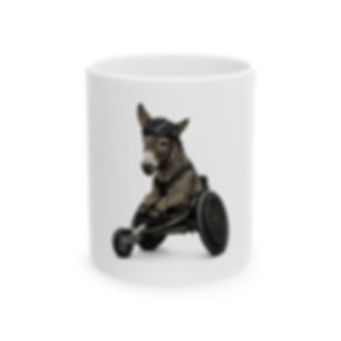 Wheelchair Racer Donkey Ceramic Coffee Mug (11oz, 15oz)