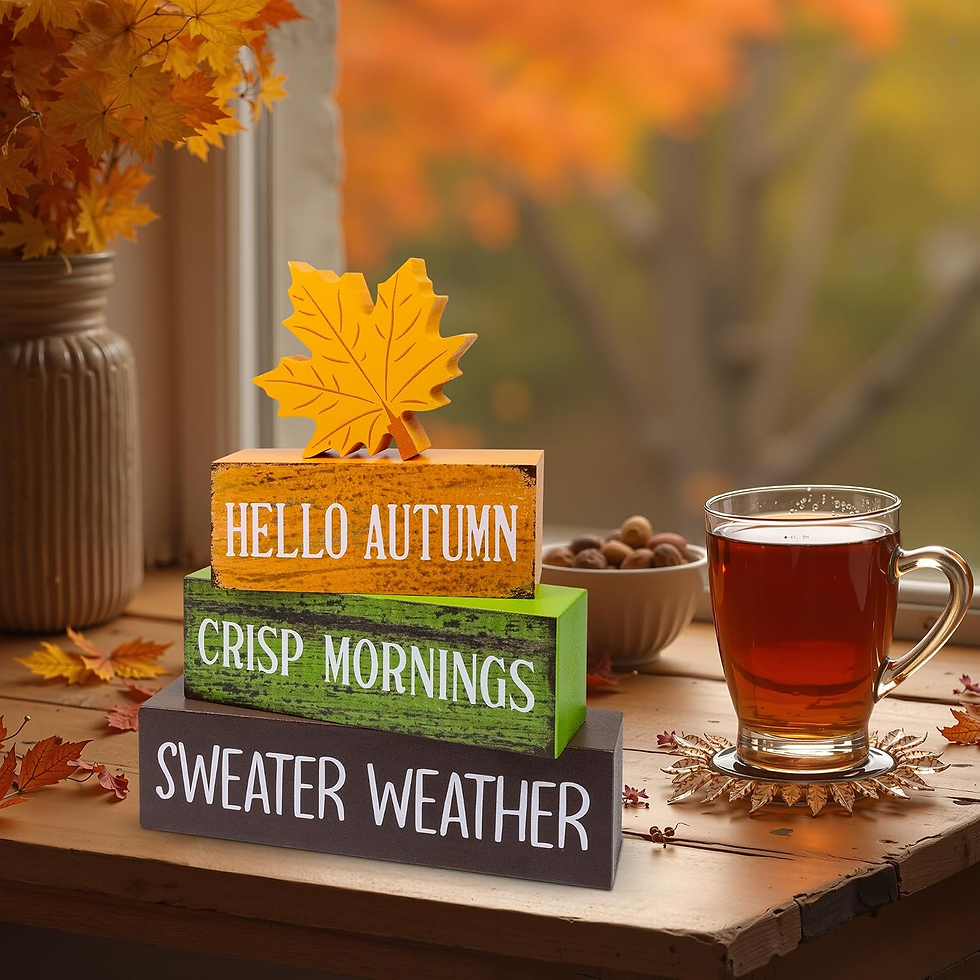 Thumbnail: 4 Pcs Fall Wooden Tiered Tray Decor