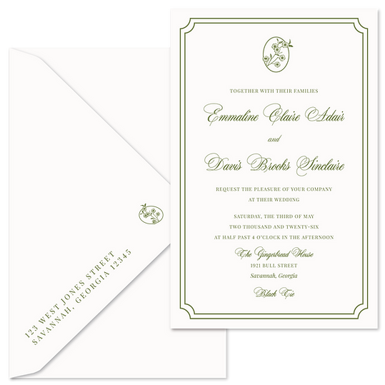 Peony Suite Wedding Invitation with matching Envelope by Lolli.Paperie