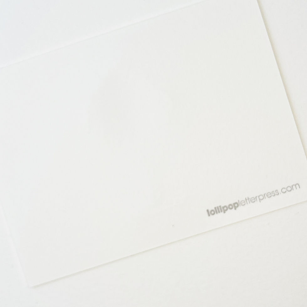Thumbnail: Letterpress website on back of silver palm tree box stationery by Lolli pop Letterpress