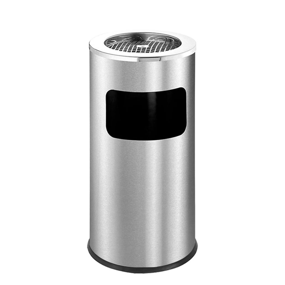 Cenicero de pie con papelera exterior color acero