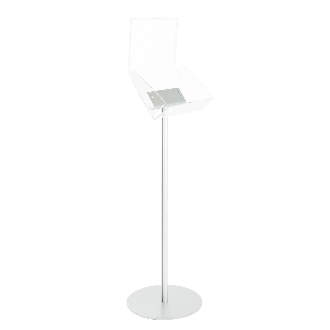 Atril portafolletos de pie con coronador superior para grafica