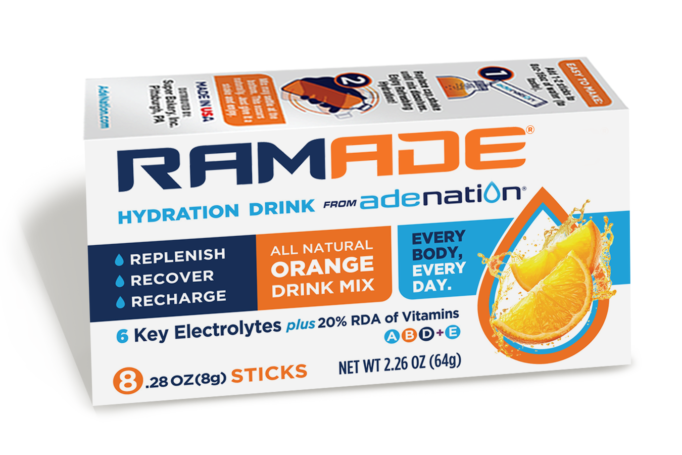 One 8-count box of AdeNation® Hydration Stick -RamAde®