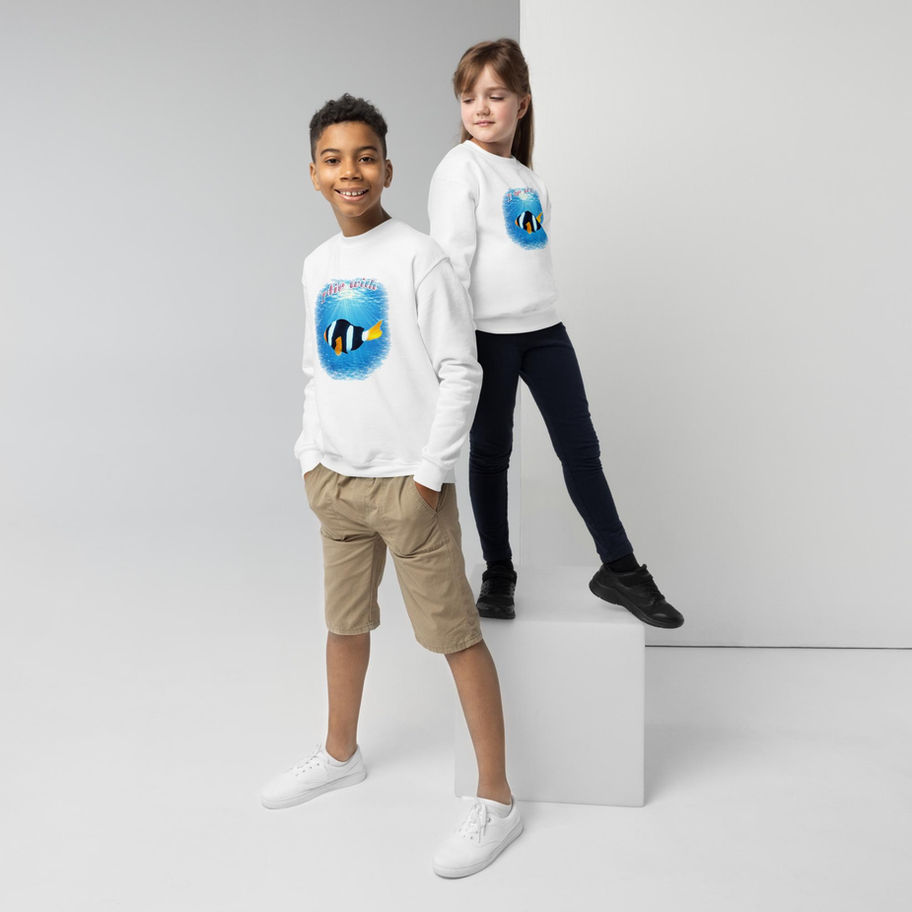 children's sweatshirt with dive with clownfish design
