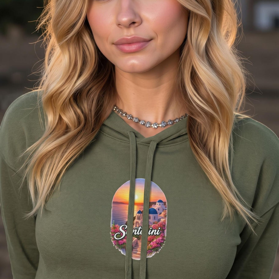 crop top hoodie santorini sunset