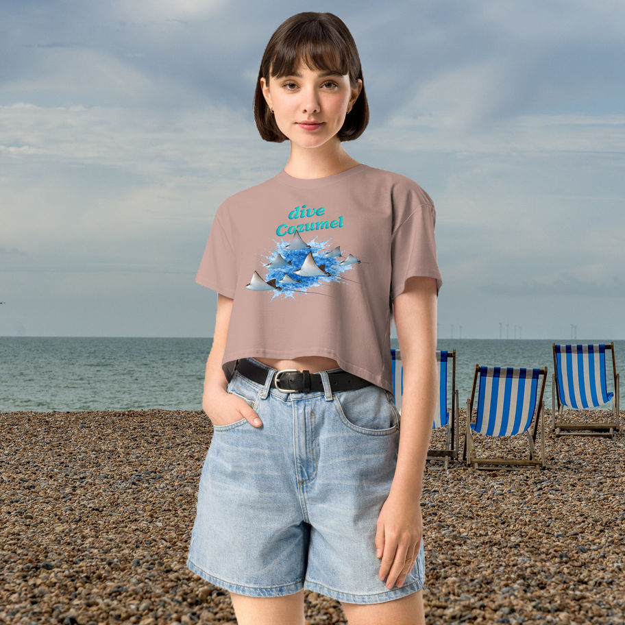 dive cozumel eagle ray design crop top tshirt