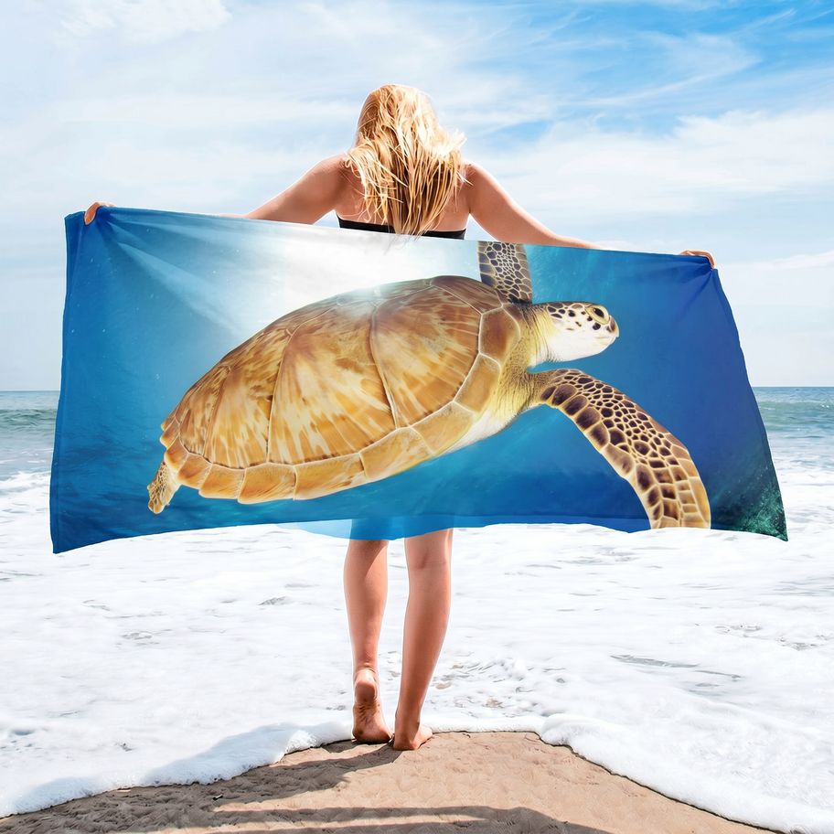 hawksbill turtle beach towel