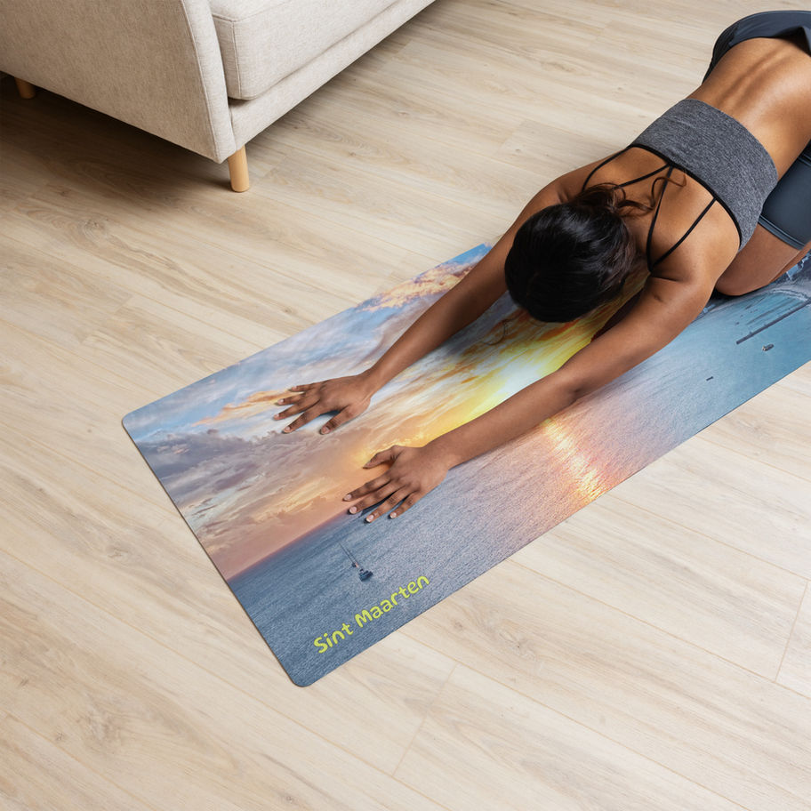 sint maarten sunset yoga mat