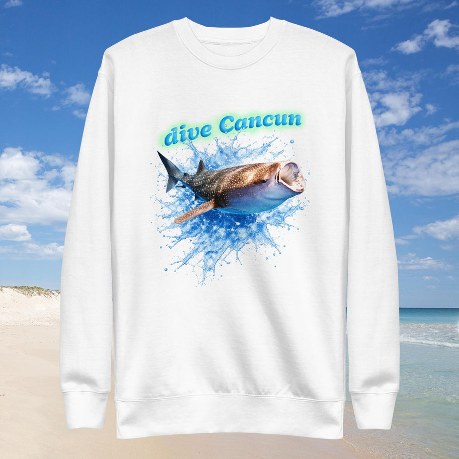 men’s Premium Sweatshirt – Whale Shark Dive Cancun Design