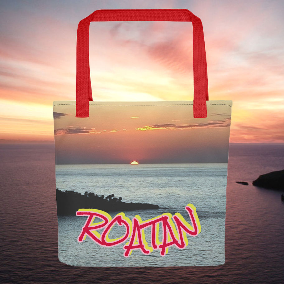 roatan sunset tote bag