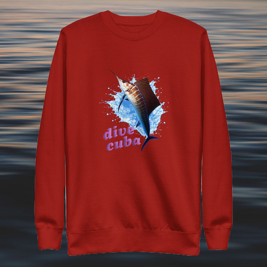 men's sweatshirt with dive cuba swordfish design