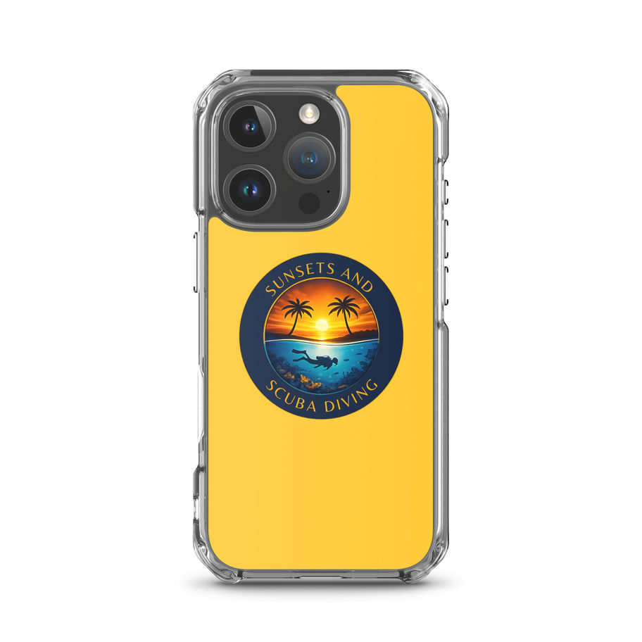 iphone case with sunsets and scuba diving logo