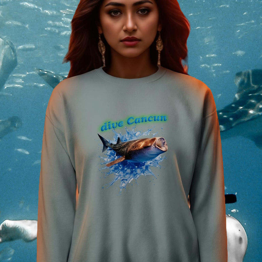 🐋 Women’s Premium Sweatshirt – Whale Shark Dive Cancun Design