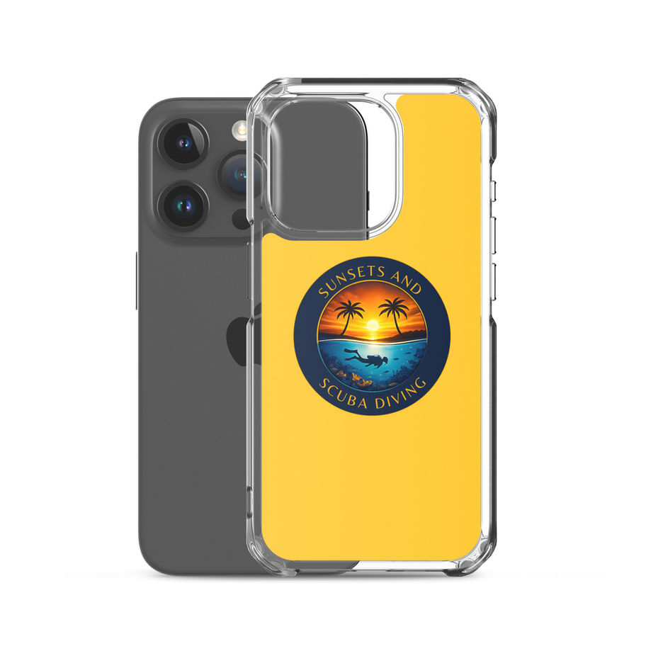 iphone case with sunsets and scuba diving logo