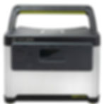 This portable power station is silver and black and great for any camping trip.