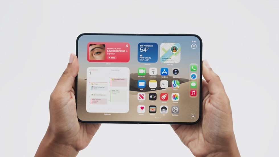 iPhone Duo tem duas telas que podem ser dobradas. - Foto: Divulgação/Apple