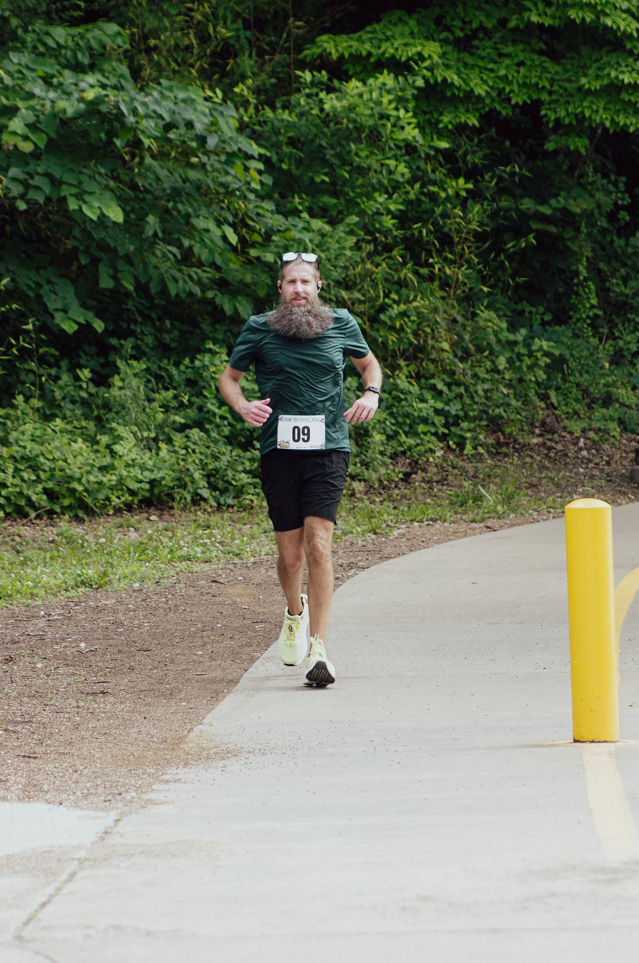Athlete Burkland running the course.