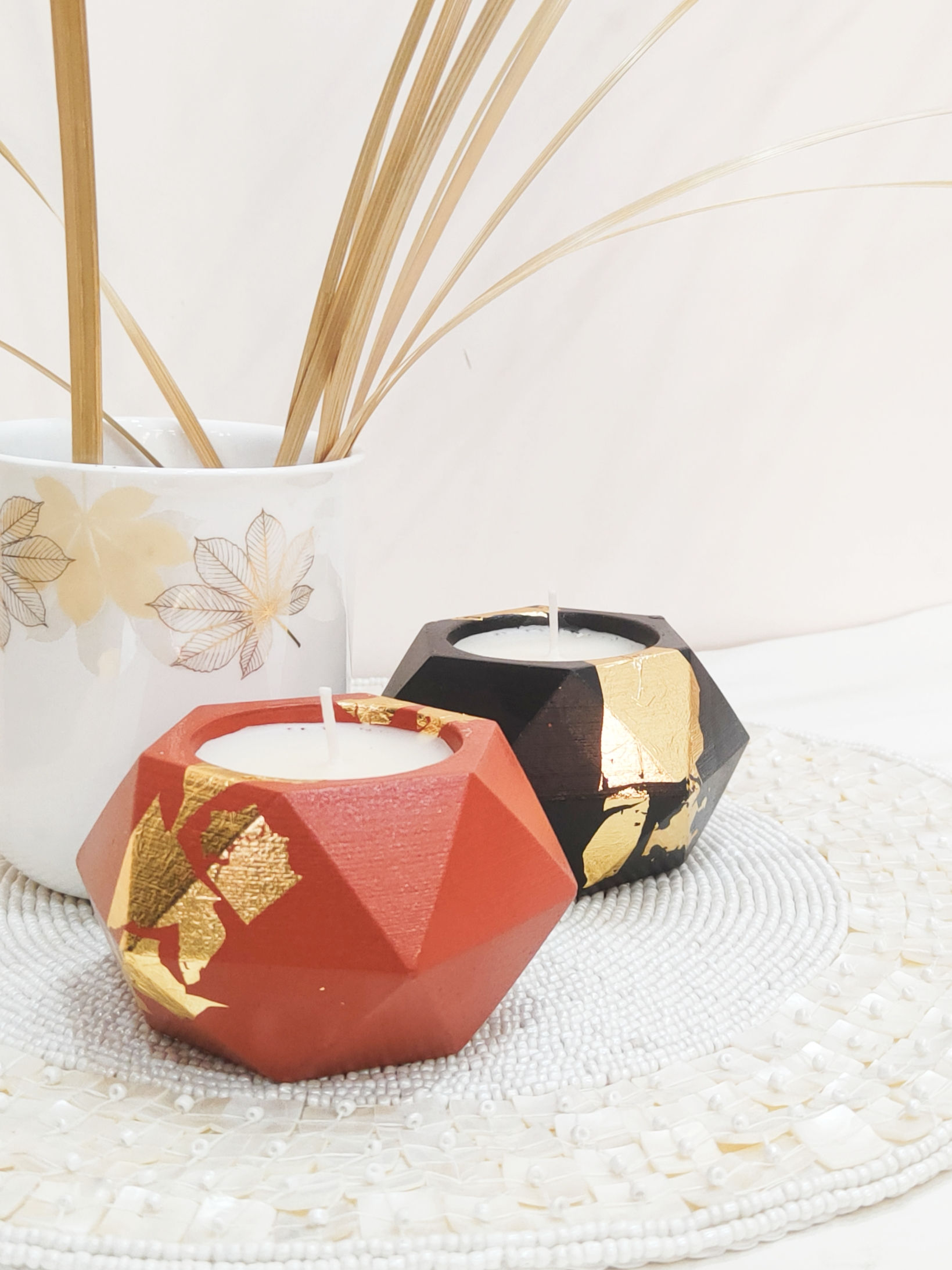 Concrete Exotica Gold Platonic Candles