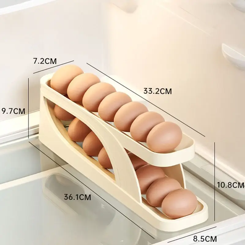 Miniatura: Slide Type Egg Carton Double Automatic Egg Roller Refrigerator Side Door Egg Sto