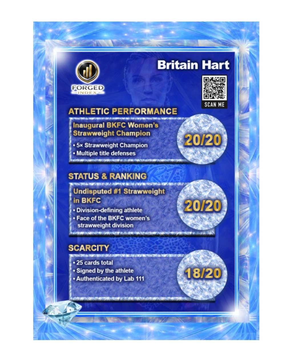 Chrome Diamond Series Britain Hart Trading Card card back