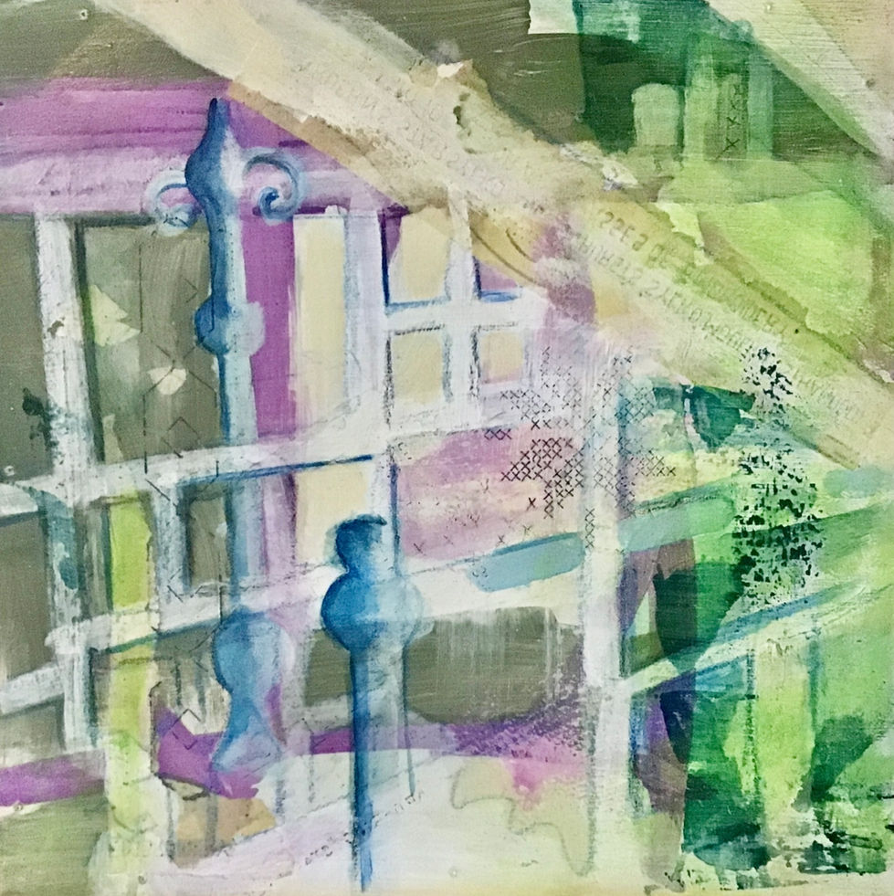 BEHIND THE POTTING SHED. £60. 26cm x 26cm x 1cm.