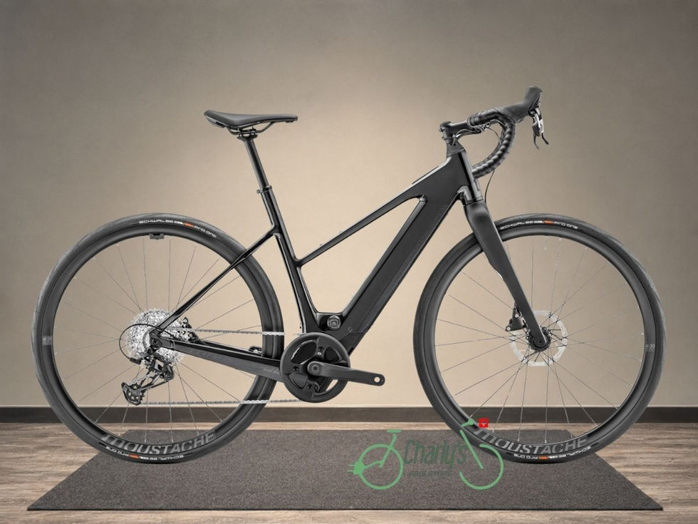 Vélo électrique Moustache Dimanche 28.4 Open 2026 noir brillant, vu de profil.