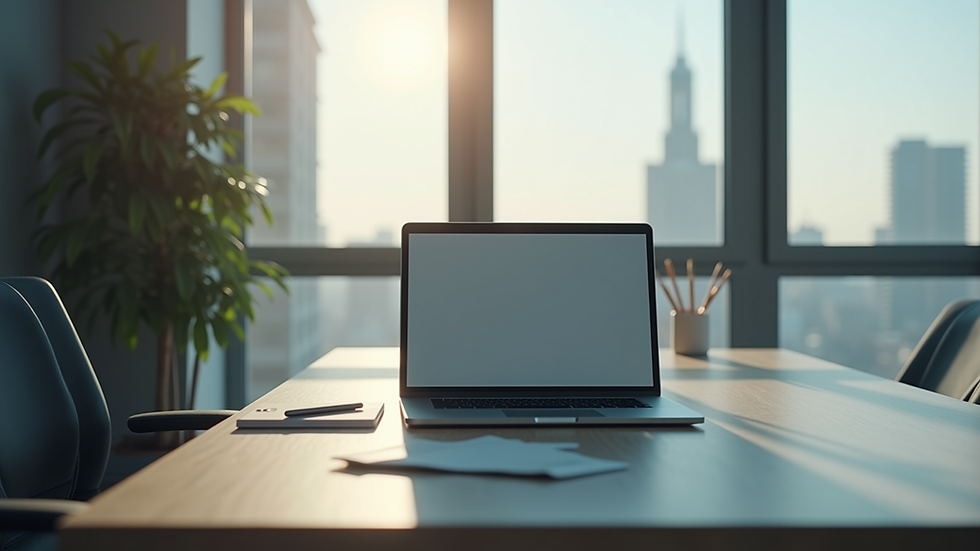 Vue en plongée d’un bureau avec un ordinateur portable affichant un site Wix en cours de création