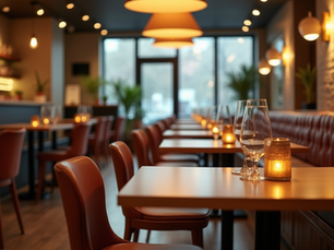 The Escobar Kitchen dining area with cozy lighting and modern design