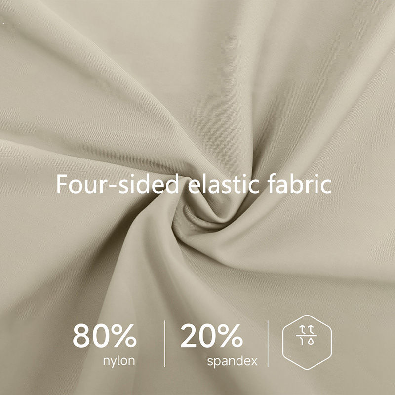 サムネイル： Four-sided elastic fabric shows 80% Nylon and 20% Spandex for clothing material.