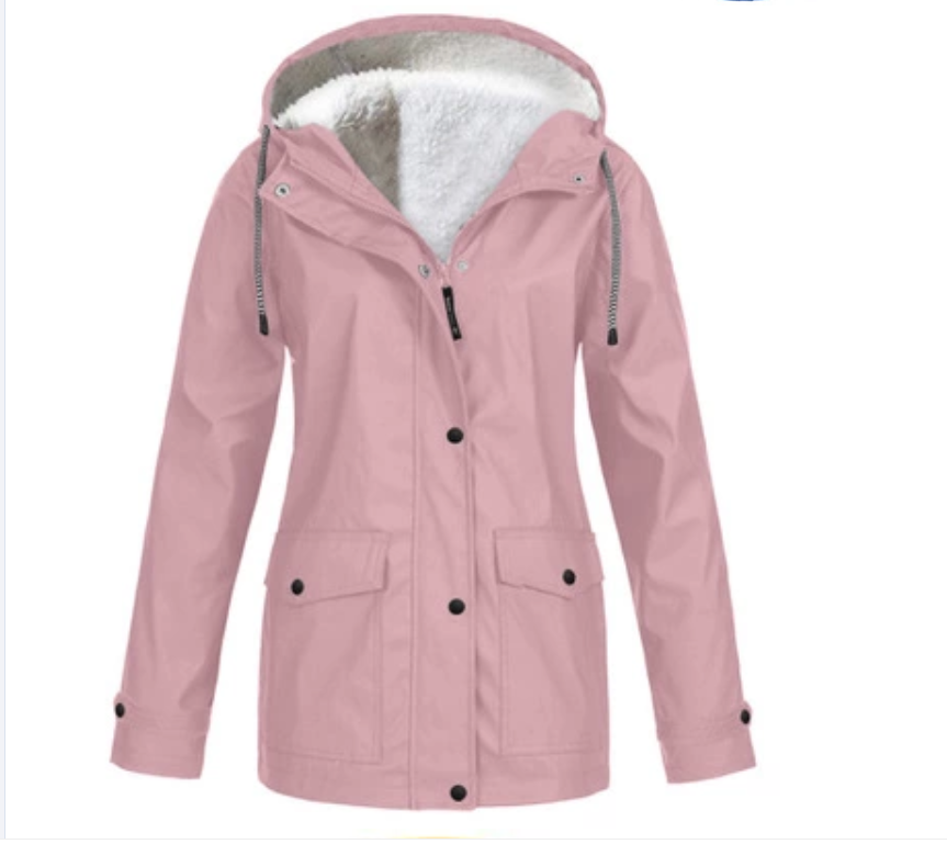 ピンク色のレインコート 高機能 冬用 サッカーウェアキット フットボールクラブ向け 防寒対策 フード付き サッカーウェア