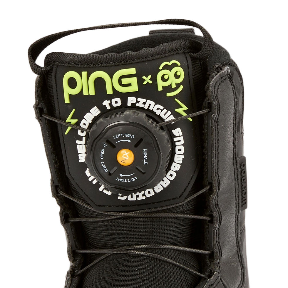 サムネイル： PING x Welcome to PENGUIN スノーボード：オールマウンテン対応高性能セット スノーボードブーツ 詳細クローズアップ写真
