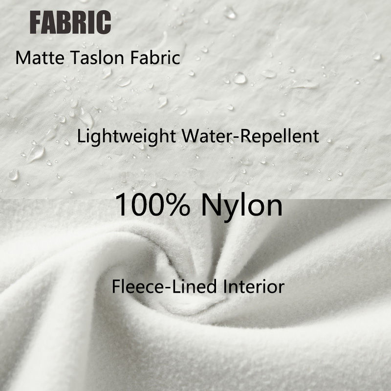 サムネイル： FABRIC Matte Taslon Fabric Lightweight Water-Repellent 100% Nylon Fleece-Lined Interior 材質詳細