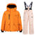 サムネイル： オレンジ色のスキーウェアセット、ジャケットとパンツ。スノーボード 高性能オールマウンテン フルセット ビンディング ブーツ付属