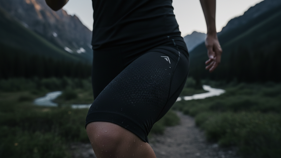 close-up view of fabric texture of yoga wear showing stretch and breathability