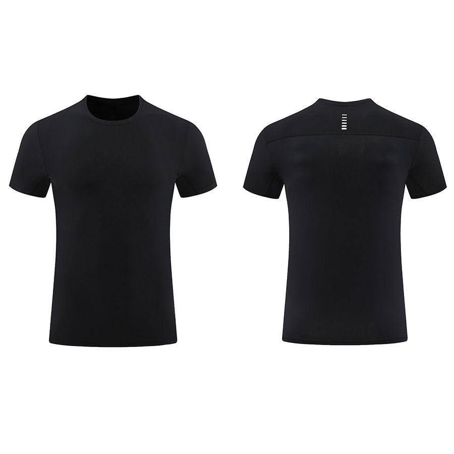 サムネイル： 黒のTシャツ、前面と背面デザイン、メンズ高機能アウトドア速乾伸縮性スポーツカジュアルロングパンツ