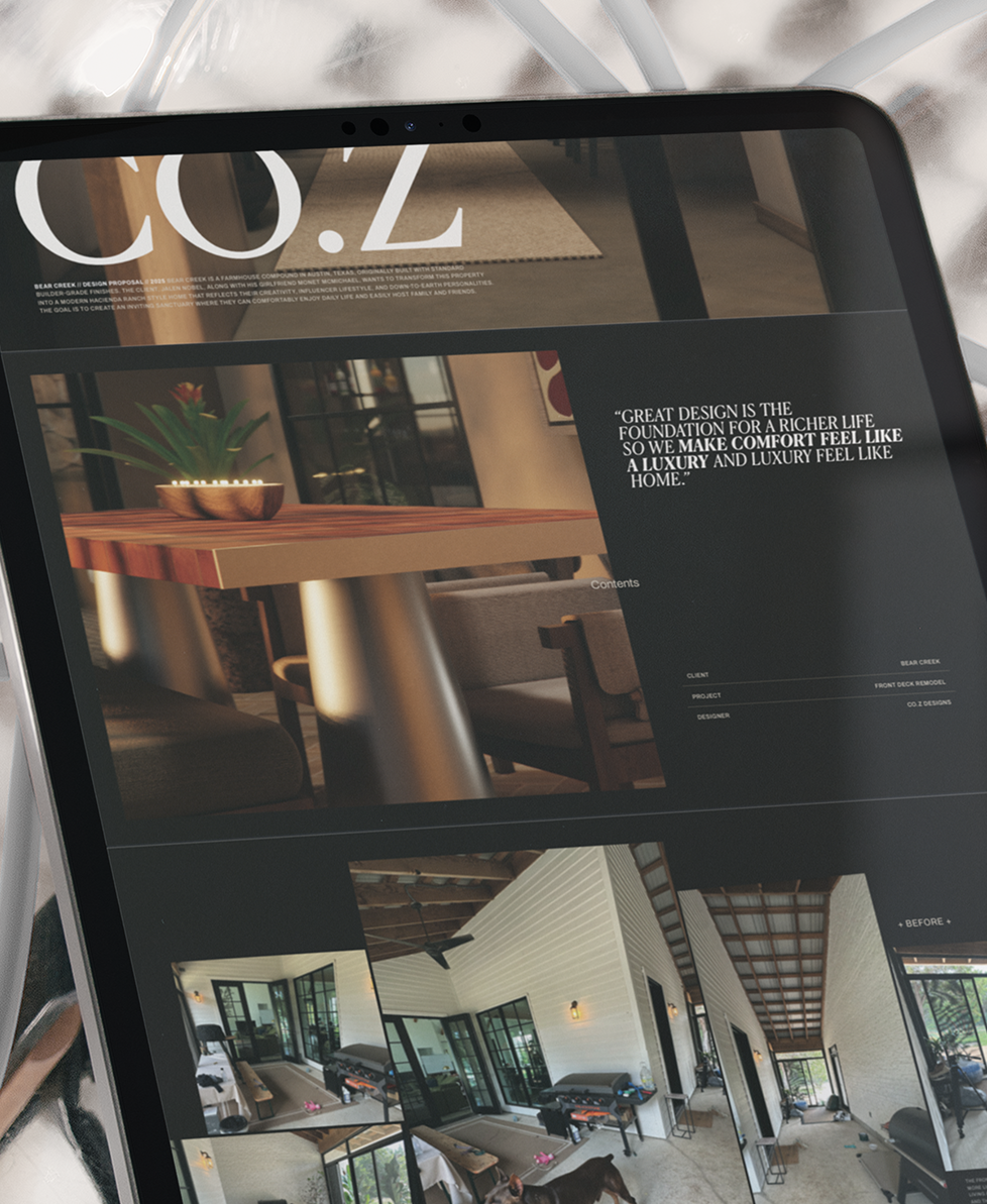 Shoppable design proposal with styled room renderings