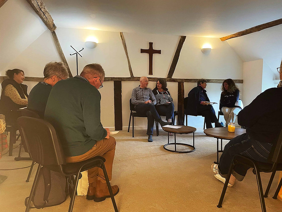 Guests gathered for a quiet day in the meeting room at The Wellspring Ledbury.