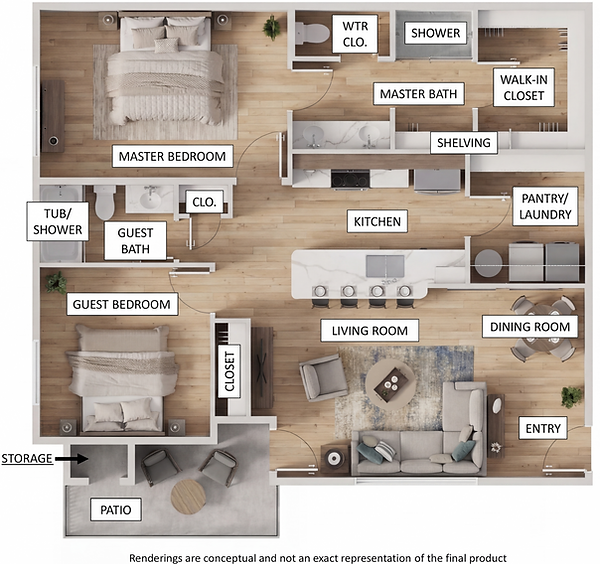 New Tucson Condos - 2 Bedroom Floor Plan - 1074 SqFt