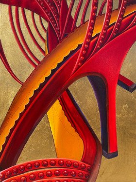 Painting of red shoes. Contemporary Art.