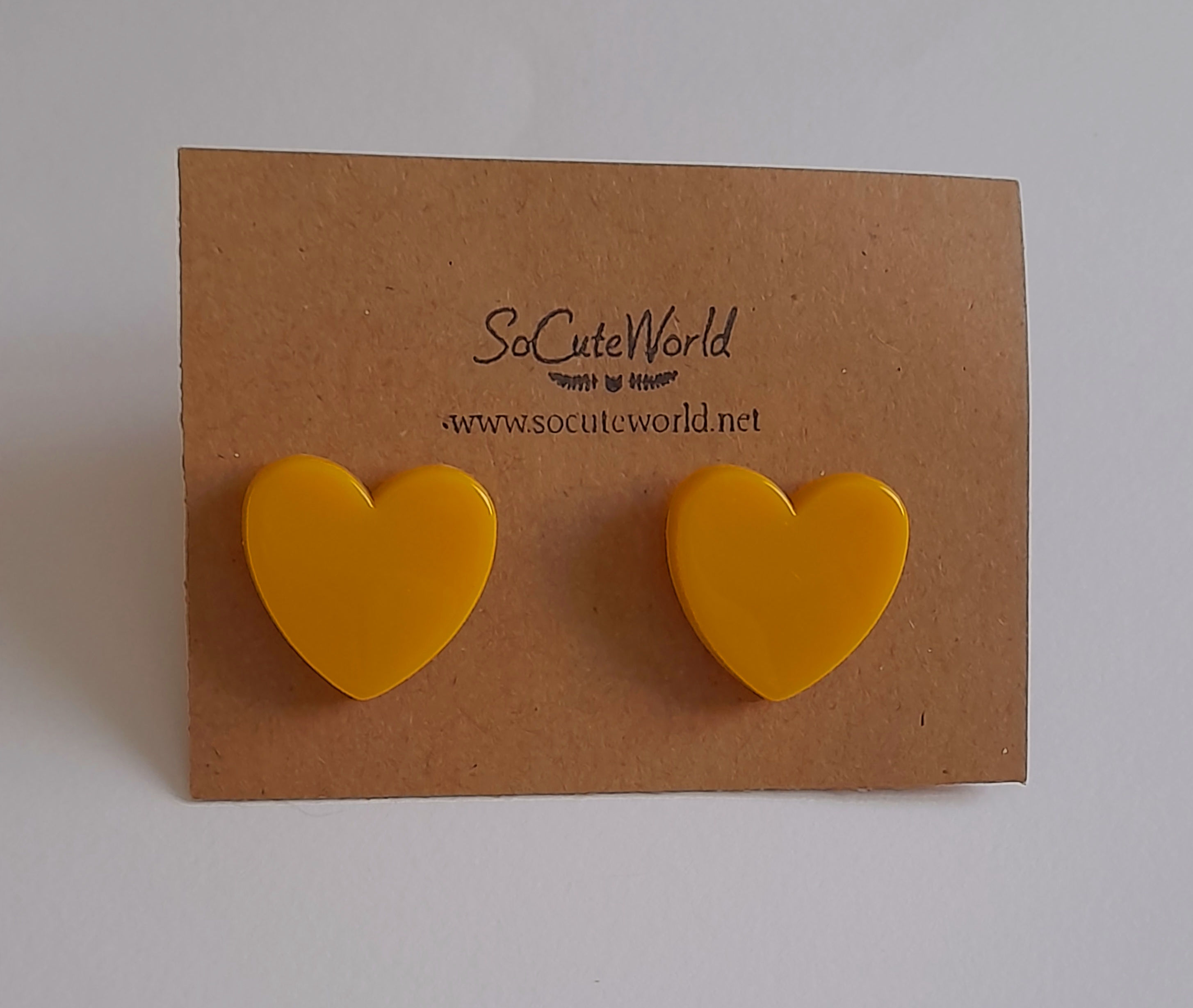 Boucles d'oreilles  coeur jaune