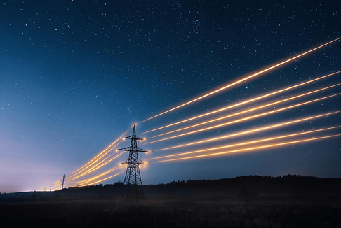 High-voltage electricity transmission tower against clear sky background
