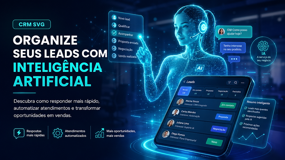 CRM SVG com inteligência artificial para organizar leads e automatizar atendimento de empresas
