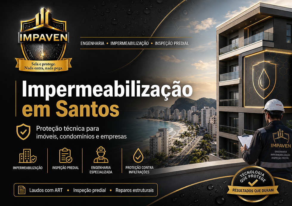 Logo da IMPAVEN, empresa de impermeabilização em Santos, laudos técnicos com ART e inspeção predial