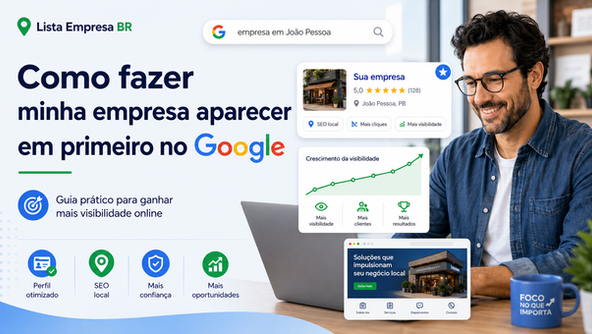 Empresário pesquisando como fazer minha empresa aparecer em primeiro no Google com SEO local